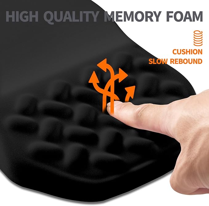 Ergonomic Slope Mouse Pad Wrist Support, Wrist Rest Mousepad for Carpal Tunnel Pain Relief with Massage Bulge and Slow Rebound Memory Foam (12x8 inch, Black)
