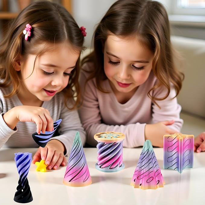 4 Packs Impossible Cone,Spiral Cone Fidget Toy Impossible Pyramid Passthrough Toy,3D Printed Spiral Cone Fidget Toy,Mini Vortex Thread Illusion Desktop Deco Souvenir Gift for Anxiety Relaxing