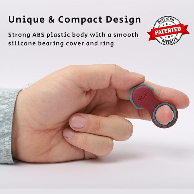 Yogi Fidget Toy – Silent Sensory Spinner for Adults & Kids – Stress Relief Fidgets for ADHD, Anxiety – Fidget Toys for Adults – Includes 5 Finger-Fit Rings – Work, School & Travel – Lava