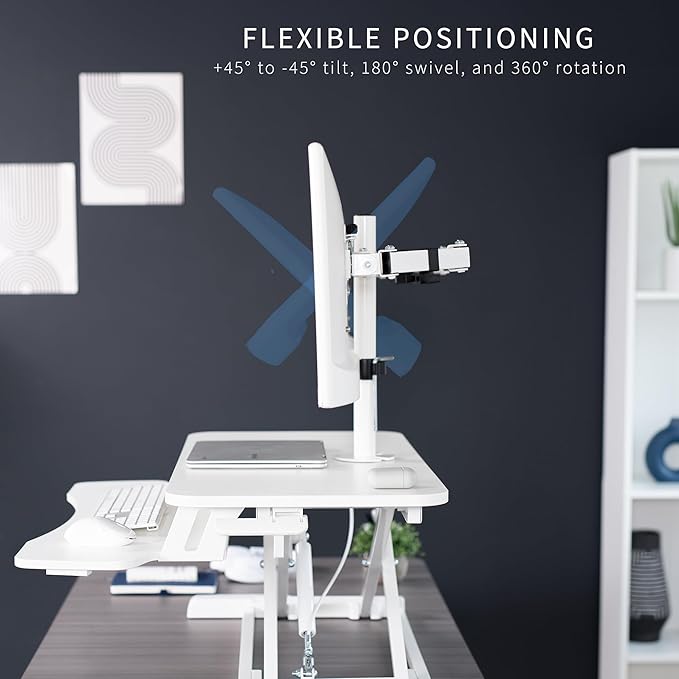 VIVO Height Adjustable 32 inch Standing Desk Converter with Dual 13 to 30 inch Monitor Stand, Sit Stand Monitor Mount and Desk Riser, White, DESK-V000K-M2W
