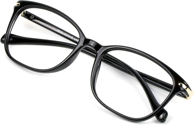 VisionGlobal Blue Light Blocking Glasses for Women/Men, Anti Eyestrain, Computer Reading, TV Glasses, Stylish Square Frame, Anti Glare(Black,+5.75 Magnification)