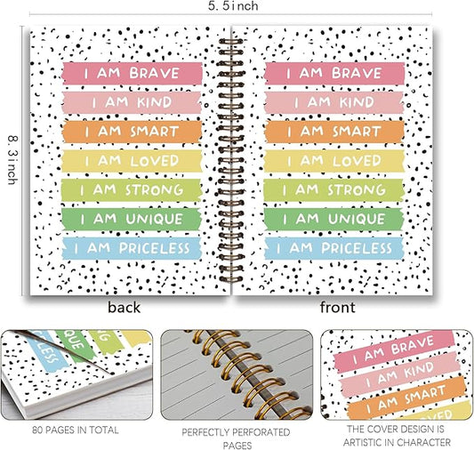 Affirmations Boho Rainbow Notebook, Affirmation Journal,Positive Affirmation Gifts, Preppy Rainbow Notebook,Daily Affirmation for Women,Inspirational Gifts,Spiral Notebook 5.5x8.3