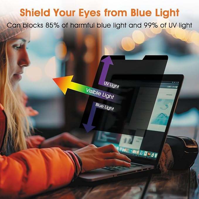 Magnetic Laptop Privacy Screen 13.3 Inch 16:9(Not for 1920x1200 Resolution)- Removable Anti-Glare Blue Light Filter, Computer Privacy Screen Shield for 13.3'' 1920x1080P Laptop Monitor