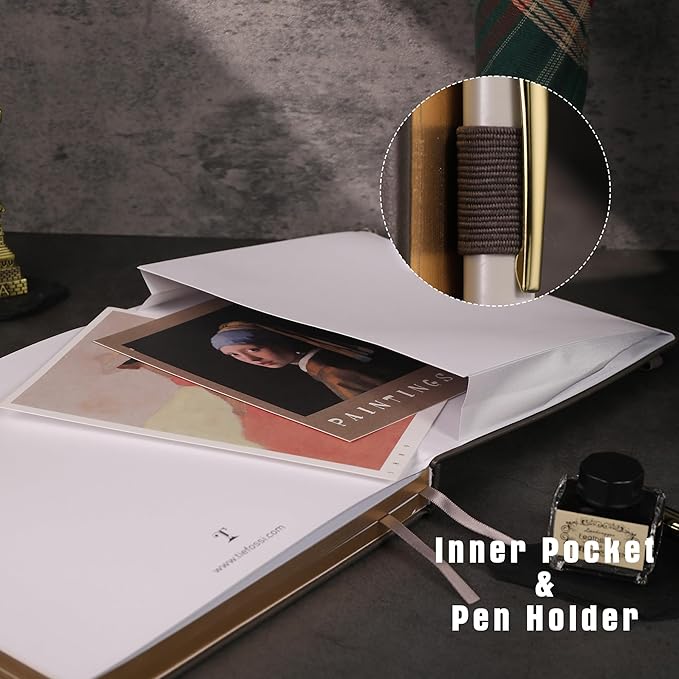 TIEFOSSI Dotted Journal Notebook, Dot Grid Notebook for Women Men, Hardcover PU Leather Journal, 160 GSM Thick Paper, 160 Numbered Pages with Gold Edges, 8 x 8 Square Diary