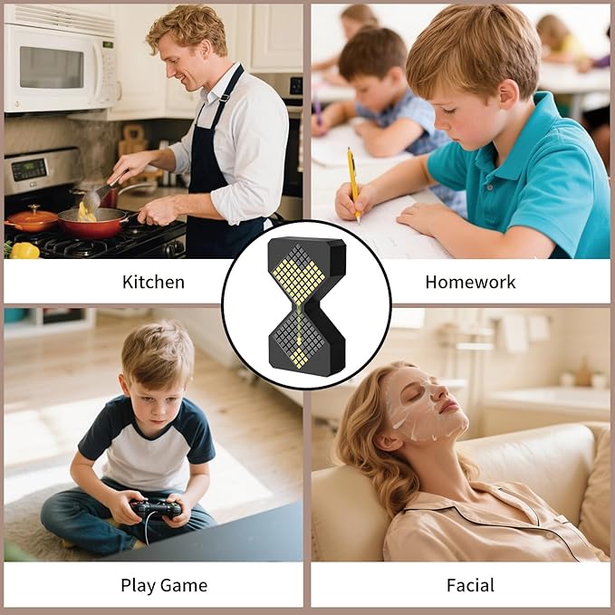 LED Digital Electronic Hourglass Gravity Induction Timer, 1 to 30 Minutes Free Adjustment,DIY Digital Timer, Suitable for Kitchen, Room, Classroom, Office (Yellow)