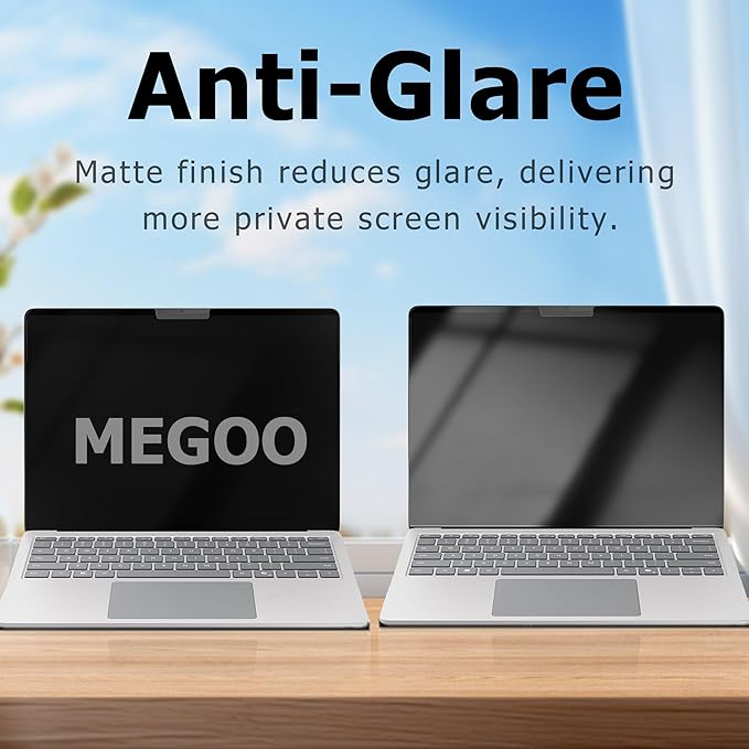 Megoo Magnetic Privacy Screen for MacBook Air 13.6" (A2681-A3113-A3240, 2022–2025), 30° Viewing Angle, Blue Light Filter, Matte Finish, Anti-Glare Eye Protection – Premium Business Protection