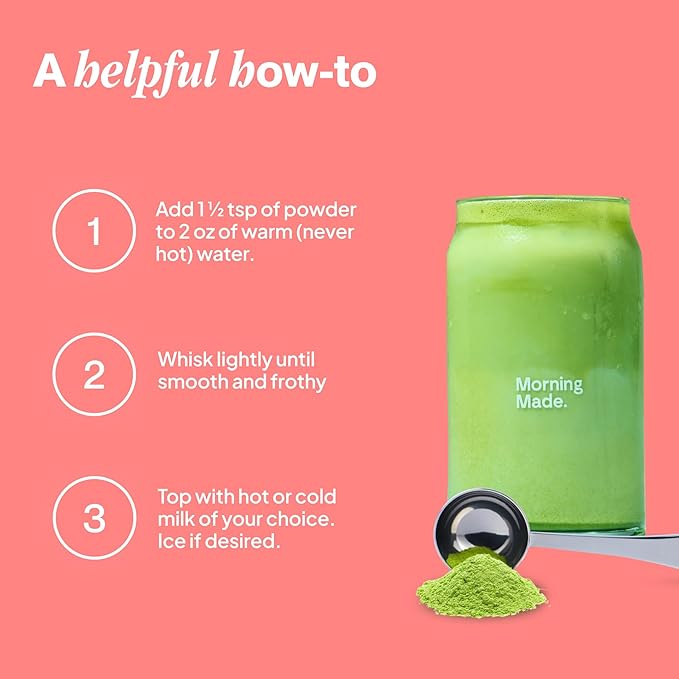 Morning Made Strawberry Flavoured Ceremonial Grade Matcha Powder | 8.46oz (240g) Resealable Tin | 60 Servings Premium Japanese Green Tea | Sweetened with Organic Sugar | Rich in Antioxidants & Energy Boosting