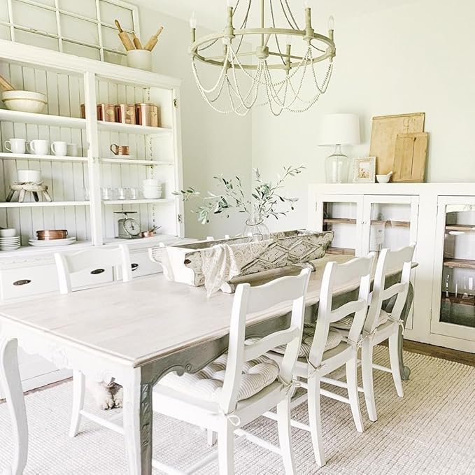 Barnett Home Decor Ticking Stripe Natural Dining Chair Pad with Ties - Medium Size 18 Chair Cushion - Latex Foam Fill - Machine Washable, Reversible, Solid Color, 100% Cotton, Made in USA