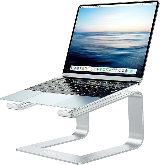Urmust Laptop Stand for Desk - Aluminum Computer Stand Riser Holder for MacBook Air Pro, Dell, HP, Lenovo, Samsung, Alienware Laptops 11-15.6" (Silver)