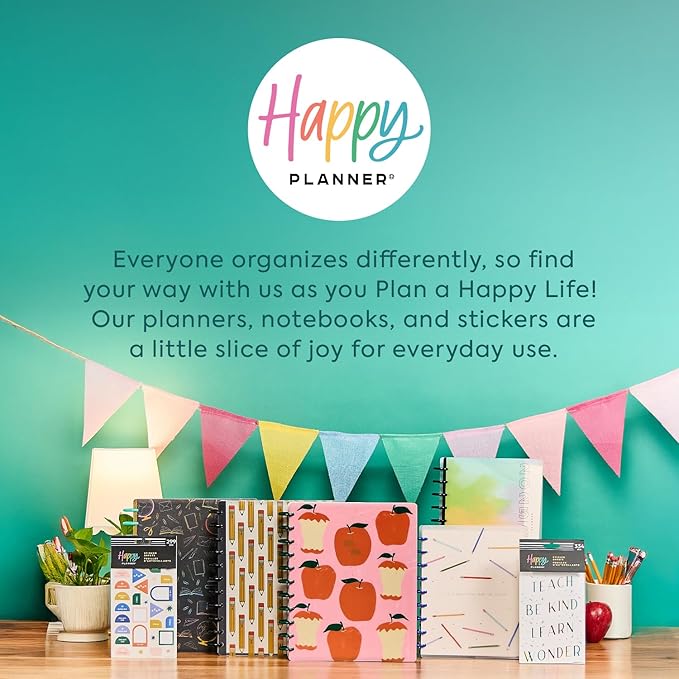 Happy Planner Disc-Bound 12-Month July 2025–June 2026 Planner with 3 Extra Months, Classic Size, Dashboard Layout, Just Be You, 7" x 9.25”