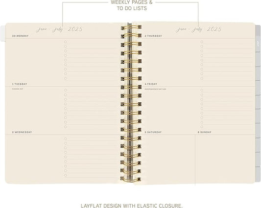 18 Month Planner/Calendar by Graphique, July 2025 – Dec. 2026 Checkerd Peanuts Hardbound Spiral Planner, Monthly Tabs, Holidays, Reminder Stickers, 6” x 8”