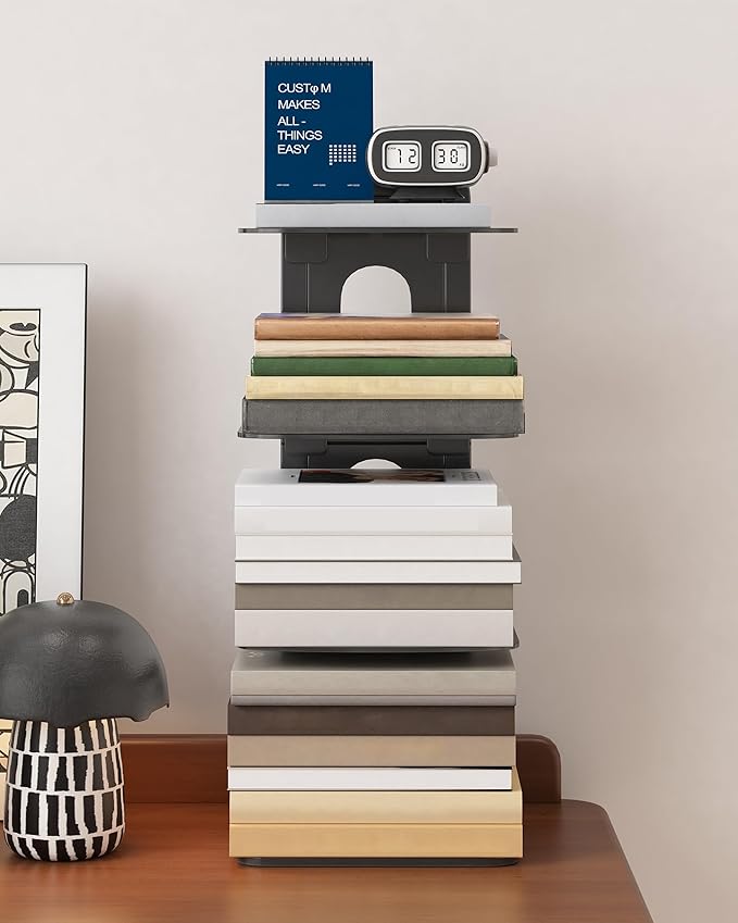 UMDONX Desktop Bookshelf Organizer Large Capacity Standing Desk Storage Rack for Books, Notebooks, Office Supplies & Decor – Easy to Assemble Space-Saving Book Organizer for Home & Office Black