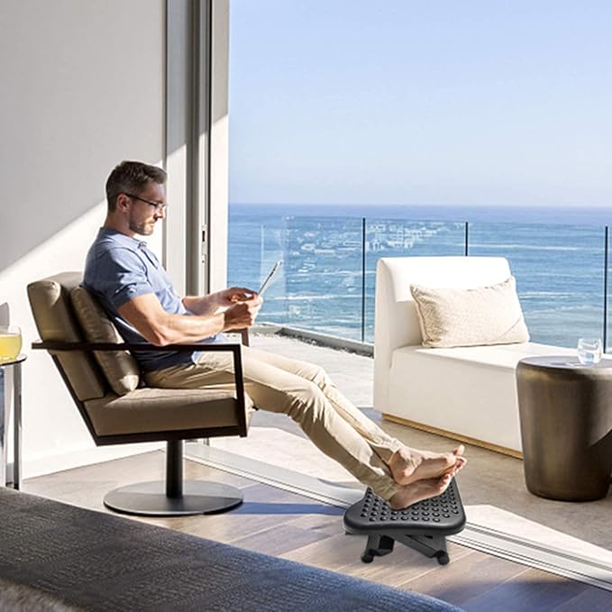 Under Desk Footrest Adjustable Height Comfy Foot Rest with 30 Degree Angle Adjustment for Comfort Home, Office Pressure Relief 18×14 inch