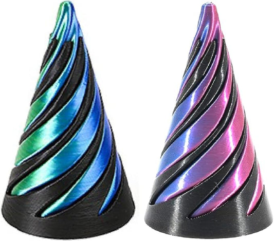 3D Printed Impossible Cone,Spiral Cone Fidget Toy Impossible Pyramid Passthrough Toy,3D Printed Spiral Cone Fidget Toy (Green Black&Red Black)