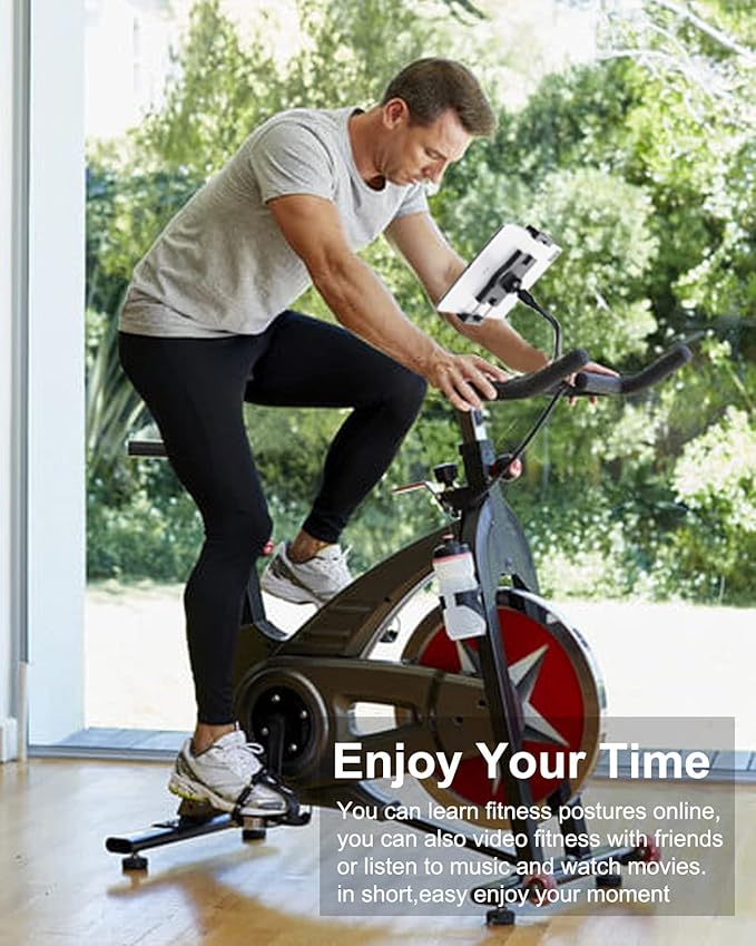 Exercise Bike Tablet Holder Mount for 4.7-13" Phone & iPad - Gooseneck Tablet Stand for Spin Bike, Indoor Stationary Bicycle, Treadmill, Stroller Handlebar for iPad Pro, Air, Mini, iPhones