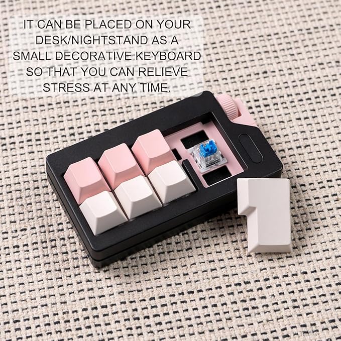 Keyboard Fidget Clicker Toy for Adults, Fidget Keyboards Sensory Fun Toys for Anxiety Decompression, Gift Christmas Ideal for Lover (Black Pink)