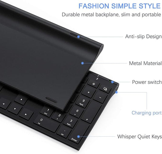 Wireless Keyboard and Mouse, Vssoplor 2.4GHz Rechargeable Compact Quiet Full-Size Keyboard and Mouse Combo with Nano USB Receiver for Windows, Laptop, PC, Notebook-Black