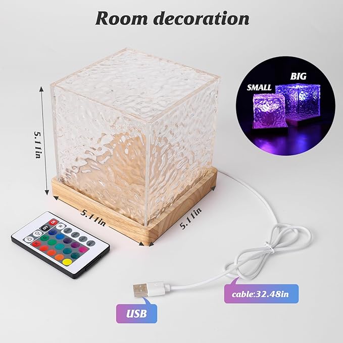 Ocean Wave Ceiling Projector, Colors Changing Show Aurora Glow Lamp with Remote, Sunset/Cloud Led Night Light, Northern Lights, Luminorthe Cube lamp for Bedroom/Room Decor(Big)