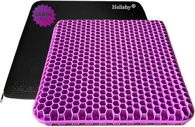 Large Gel Seat Cushion, Double Layer Egg Gel Cushion for Car Seat Office Wheelchair Chair, Breathable Chair Pads Help in Relieving Pressure Pain (Extra Large, Violet)