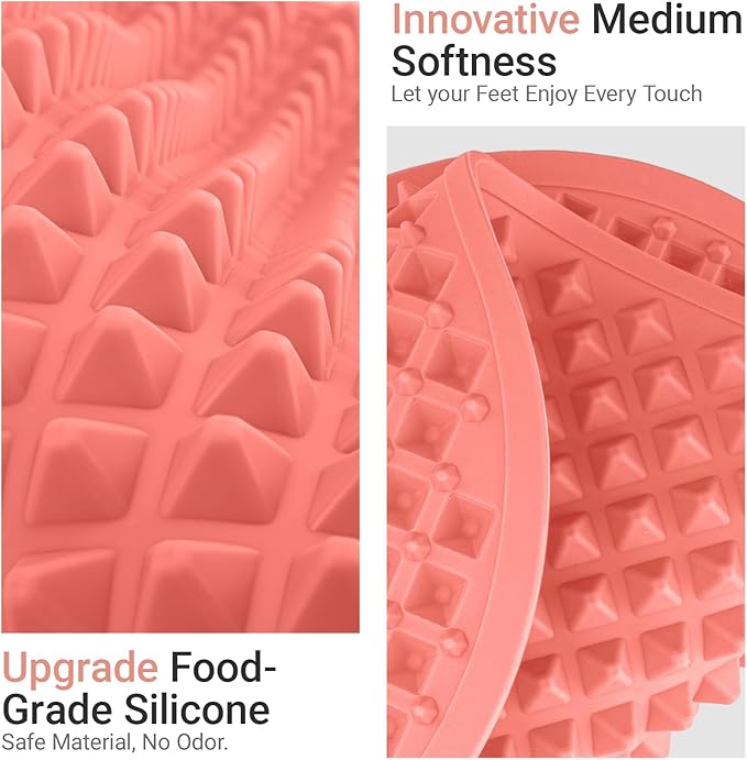 Upgrade Silicone Foot Massage Mat, Large Reflexology Mat for Feet Relaxation, Portable Foot Acupressure Mat with Dual-Side Usage, Foldable Standing Desk Mat for Pain, Fatigue Relief(Pink-XL)