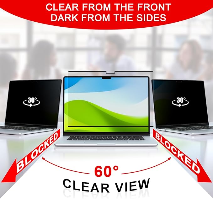 ZOEGAA Magnetic Privacy Screen for MacBook Air 15 Inch (2023-2025, M2, M3, M4, Pro, Max), Removable Laptop Privacy Screen Protector, Anti Blue Light Glare Filter for Mac Air 15.3" Laptop Computer