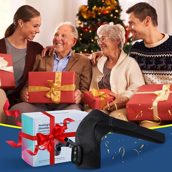 Cordless Shoulder Heating Pad, Heated Shoulder Brace with Vibration, Shoulder Massager for Men Women Shoulder Pain Relief