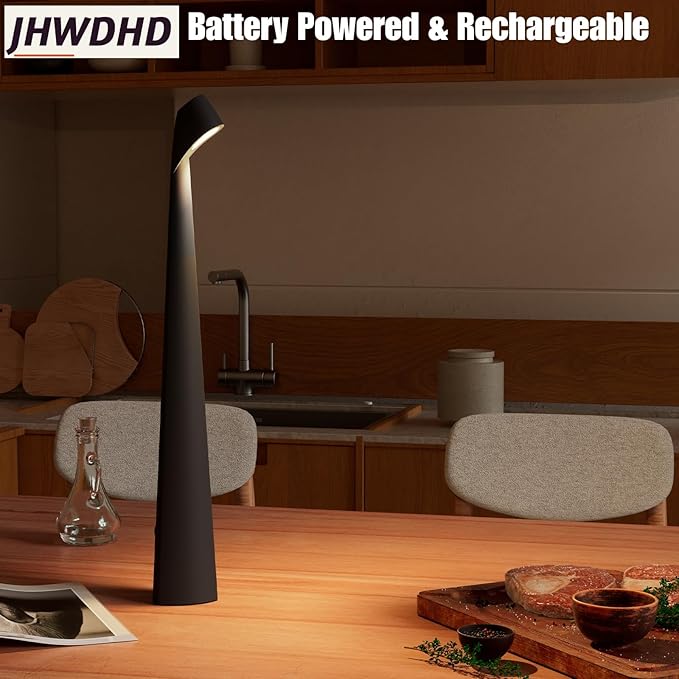 Cordless Portable LED Table Lamp,Built-in Rechargeable Battery-5000mAH,Dimmable Touch Small Desk Reading Lamp with 3-Level Brightness for Bedroom/Living Room/Office (Black)