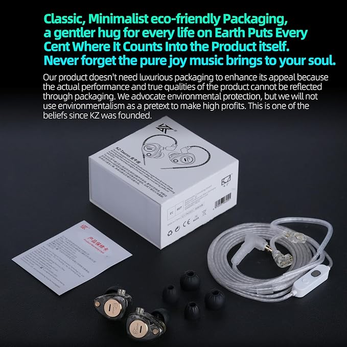 KZ Taurus in Ear Monitor IEM Earbuds, Dual 8mm Dynamic Drivers for Powerful Bass in Ear Headphones, Comfortable Fit iems for Gaming, 2-Pin Gold-Plated Wired Earbuds for Singers (Clear, no Mic)