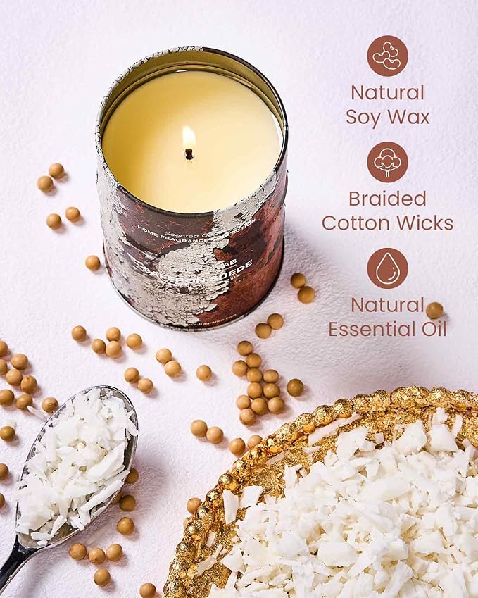 M&SENSE Saffron Suede Scented Candles Natural Non Toxic, Aromatherapy Candle for Stress Relief Meditation Relaxing, Housewarming Gifts for Women Men, 11.3oz 70 Hour Long Burning