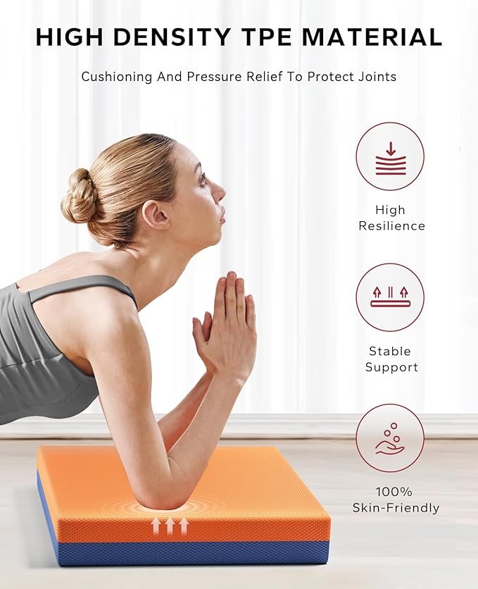 HAPBEAR Exercise Balance Pad - 15"x12" Non-Slip Textured Bottom Stability Training Mat - 2.25" Thick Soft Cushioned Foam for Physical Therapy, Core Training & Home Workouts