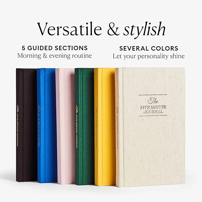 Intelligent Change The Five Minute Journal, Original Daily Gratitude 2025, Reflection Manifestation for Mindfulness, Undated Daily with Gold Foiling, Plastic-Free, Green