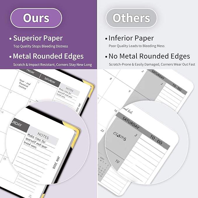 Monthly Planner 2026-2028 Hardcover with Metal Corner 3 Year Calendar 2026-2027-2028 Monthly Calendar Planner 36 Months from Jan 2026-Dec 2028,Large Size 8.5 x 11 Gradient Black for School, Office, Home Planning