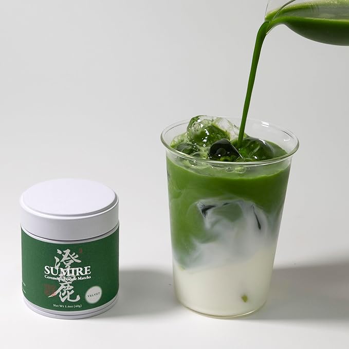 SUMIRE Matcha Ceremonial Grade Matcha Powder Made in Japan Kagoshima, Vibrant Green, Smooth, Umami, Antioxidant-Rich, Perfect for Lattes (VELVET)