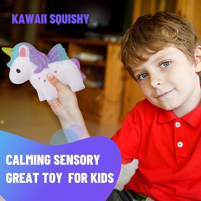 Anboor 5.3" Squishies Unicorn Colored Star Slow Rising Kawaii Scented Squishies Animal Decompression Squeeze Stress Relief Hop Props, Decorative Props Large Collection Toy for Kids 1 Pcs Color Random