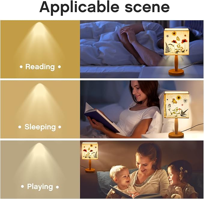 Hortsun Pressed Floral Lamp Floral Bedside Lamp Vintage Flower Desk Lamp for Bedroom Living Room, Dorm, Home, Office Decor(1 Pcs, Vibrant Style)