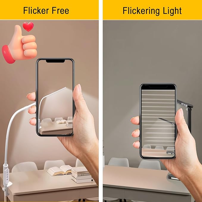 CGBE Nail Light for Desk: 360° Adjustable Nail Lamp for Desk with 3 Color Modes 5 Brightness, 23.6-Inch Led Desk Lamp for Salon Manicurist Tattoo Crafts Sewing Work Reading Game