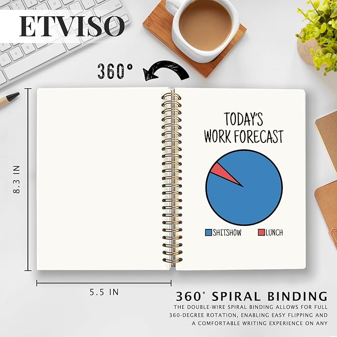Funny Work Notebooks for Note Taking, Working Journal Notebook for Women Men Coworkers, Funny Office Supplies, Today's Work Forecast Hardcover Spiral Notebooks 5.5x8.3 Inch