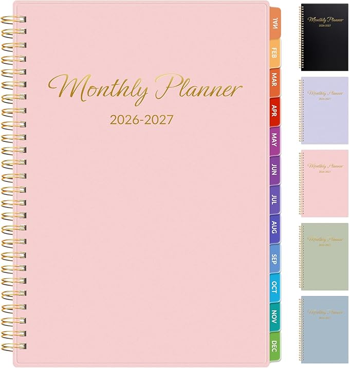 GNL Monthly Planner 2026-2027, 2 Year(27 Months) Calendar Planner, Oct. 2025 - Dec 2027, 7" x 10" Monthly Spreads & Yearly Planner, Perfect for School Office Home Planning, Pink