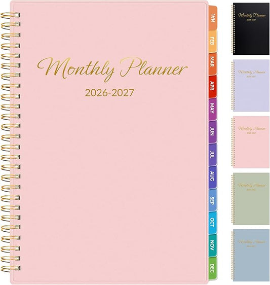 GNL Monthly Planner 2026-2027, 2 Year(27 Months) Calendar Planner, Oct. 2025 - Dec 2027, 7" x 10" Monthly Spreads & Yearly Planner, Perfect for School Office Home Planning, Pink