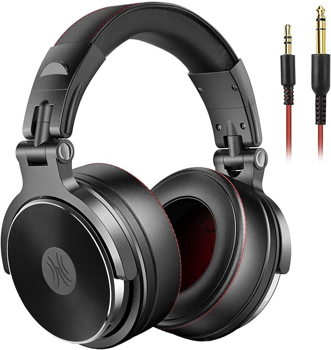 OneOdio Hi-Res Over Ear Headphones for Studio Monitoring and Mixing, Sound Isolation, Protein Leather Earcups, 50mm Driver Unit, Wired Headphones for AMP Guitar Keyboard (Pro-50 Black)