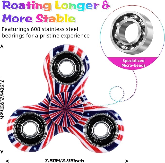 SCIONE 12 Pack Fidget Spinner Toy, Finger Spinner Fidget Pack-Anxiety Toys Stress Relief Reducer- Party Favors for Kids/Adults Birthday Party Favor Goodie Bag Stuffers Classroom Prizes