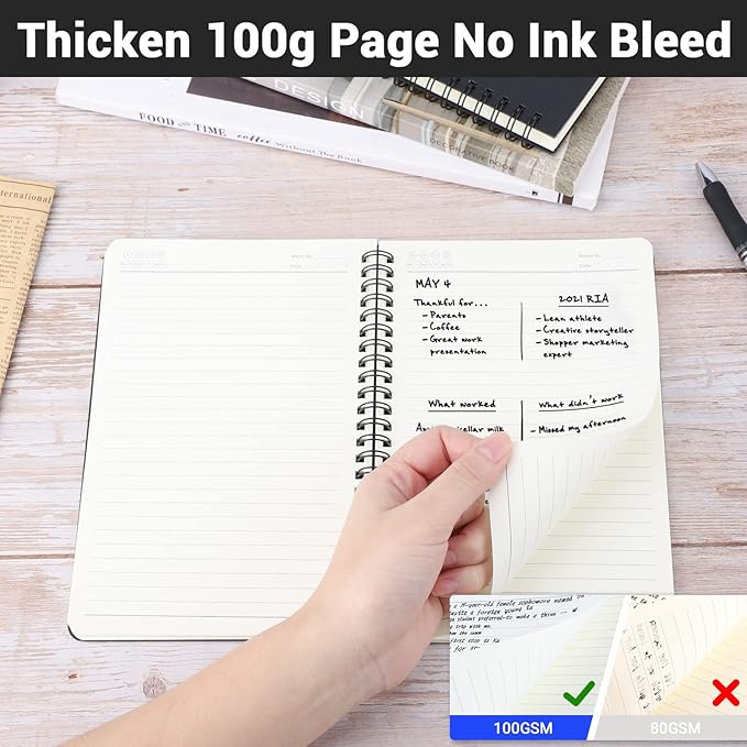 EUSOAR A5 Spiral Notebook, 6 Pack 5.5" x 8.3" 120 Pages Hardcover Lined Travel Writing College Ruled Notebooks, Memo Notepad Sketchbook, Students Office Business Subject Diary Ruled Book Journal