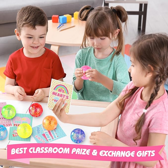 Stress Balls for Kids & Adults - 6 Pack Malt Sugar Squishy Fidget Toys, Slow Rise Glitter Gel Ball, Stretchy Squeeze Stress Relief Balls for Anxiety/Therapy/Classroom, Slow-Rise Sensory Toys