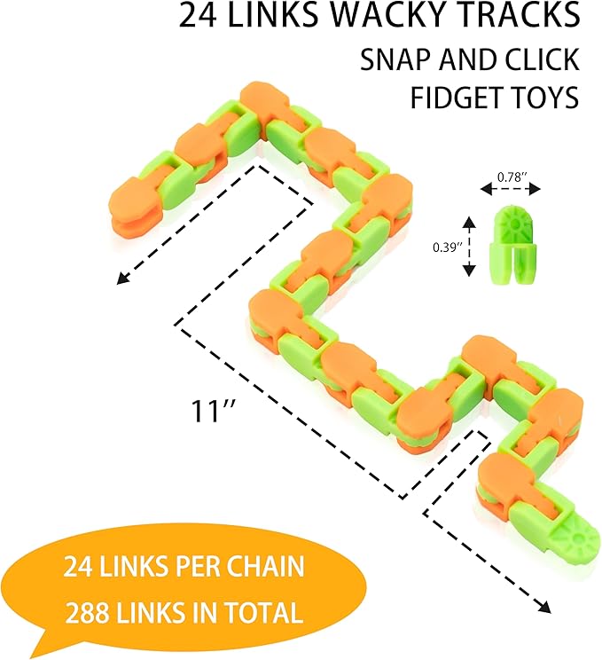 Ganowo 18 Pack Wacky Tracks - Fidget Toys ADHD Finger Sensory Autism Stress Relief