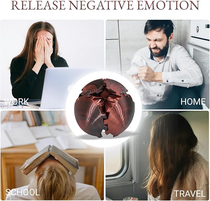 Gear Ball, 3D Printed Gear Ball, Gear Sphere Fidget Toy Stress Relief Toy for ADHD, Anxiety Relaxing Toy for Adults at Work/Study/Travel (RedBlack, TwistedLine)