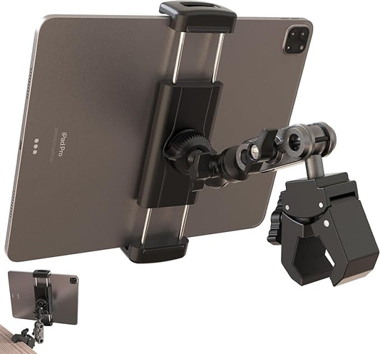 Tablet Holder for Spin Bike 360° Rotating Tablet Clamp Mount for Exercise Bikes, Peloton, Treadmill & Elliptical,Music Stand,Stationary Bike– Quick-Clip Handlebar Clamp Fits 4-13" Tablet&Phones