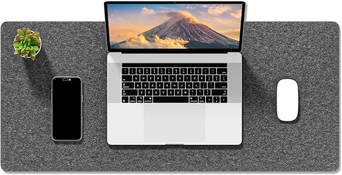 Auhoahsil Felt Desk Mat, Minimalist Large Mouse Pad XL 31.5 x 11.8 in, Desk Matt for Desktop, Keyboard, Laptop, Computer, Office, Work from Home, Gaming, Gray