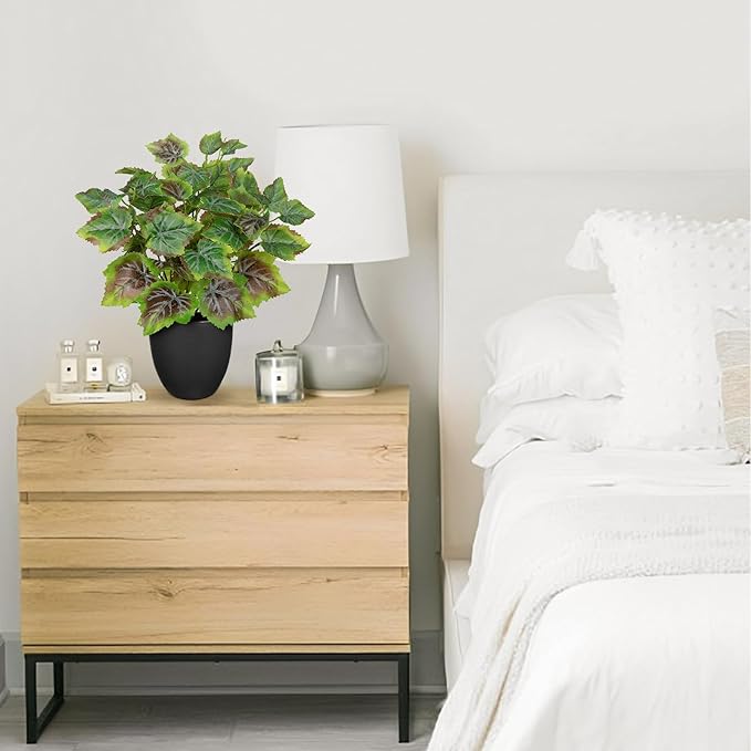 14.5" Artificial Plants Indoor Home Decor, Fake Potted Silk Plants for Shelves Living Room Decorative, Small Artificial Office Desk Plants in Pots, Faux Grape Leaf Vine Hope Tropical House Plant