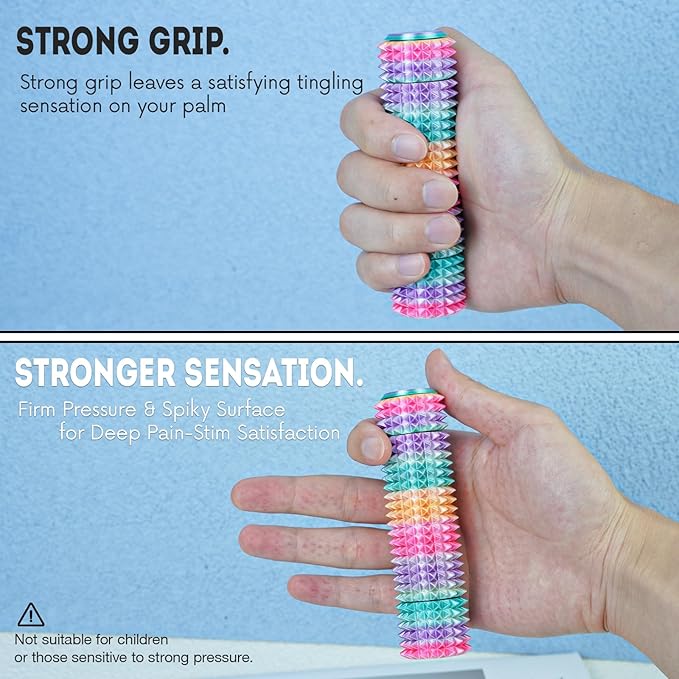 Fidget Roller Adults Teens Sensory Little Stim Gadget for Anxiety Relief Mild Ouchie,Desk Focus Tool Portable Hand Spinner Gifts Idea White Elephant Stocking Christmas(Rainbow,Compact Fit)