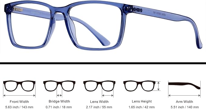 ANDWOOD Blue Light Blocking Glasses Men Women Computer Filter Large Frame Bluelight Blocker Anti Blue Ray Lightweight AR002